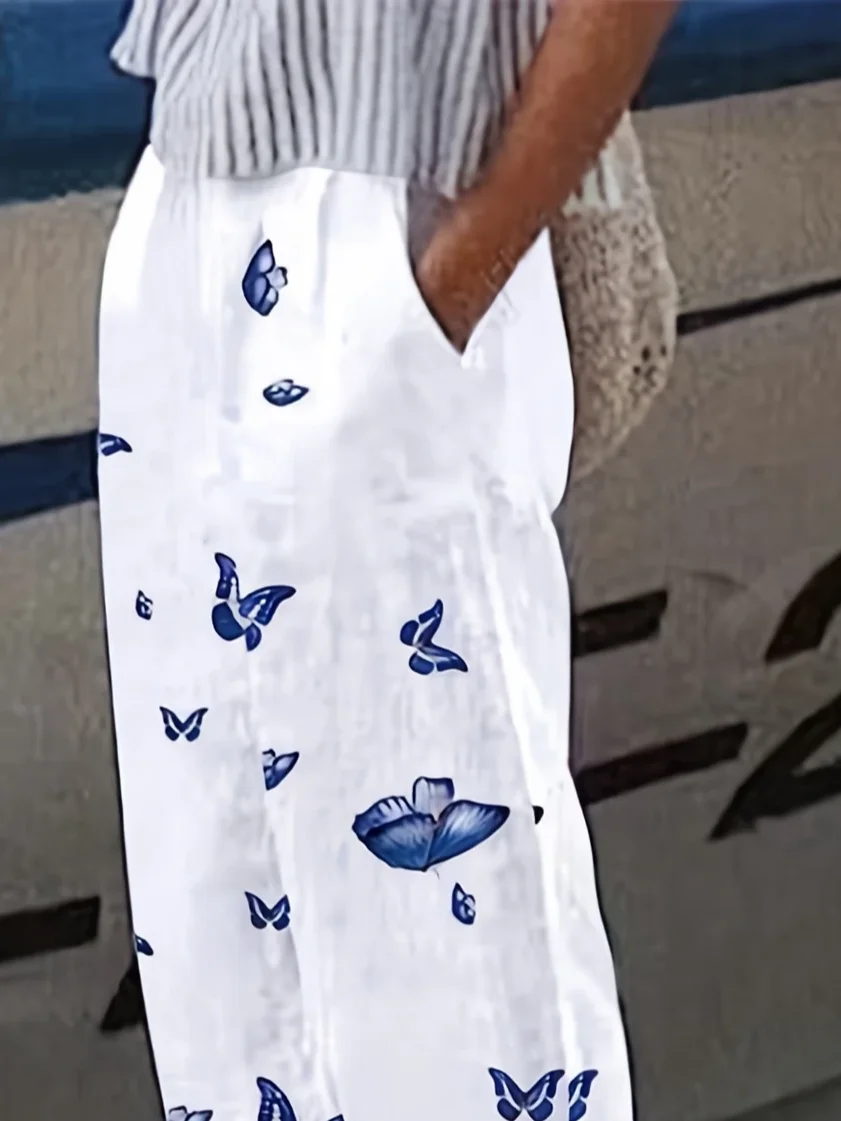 Damen Schmetterling Lang Hose Lässig Frühling/Herbst Hose
