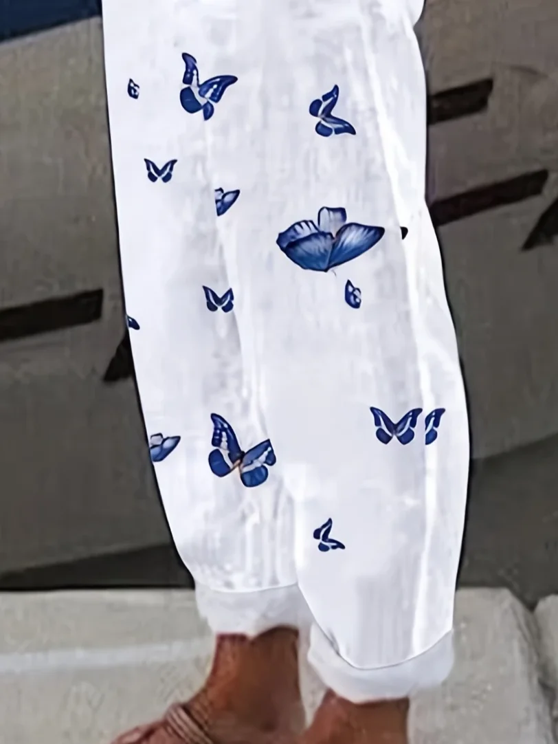 Damen Schmetterling Lang Hose Lässig Frühling/Herbst Hose