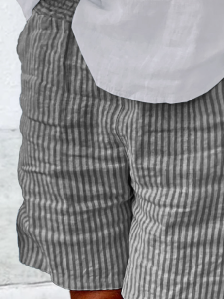 Damen Gestreift Shorts Gerade Hosen Lässig Sommer Shorts
