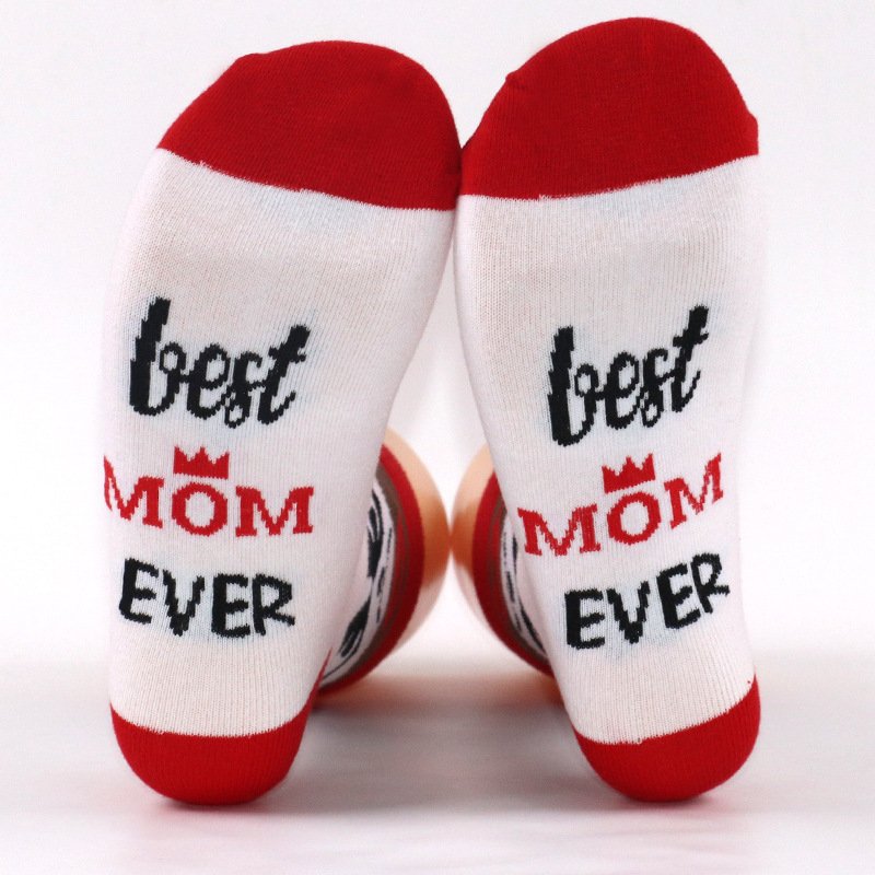 Mutters Tag Heiß Verkauf Mittelrohr Baumwolle Socken Pink Serie Geschenk Sohle Buchstabe Jacquard Lässig Sport Socken