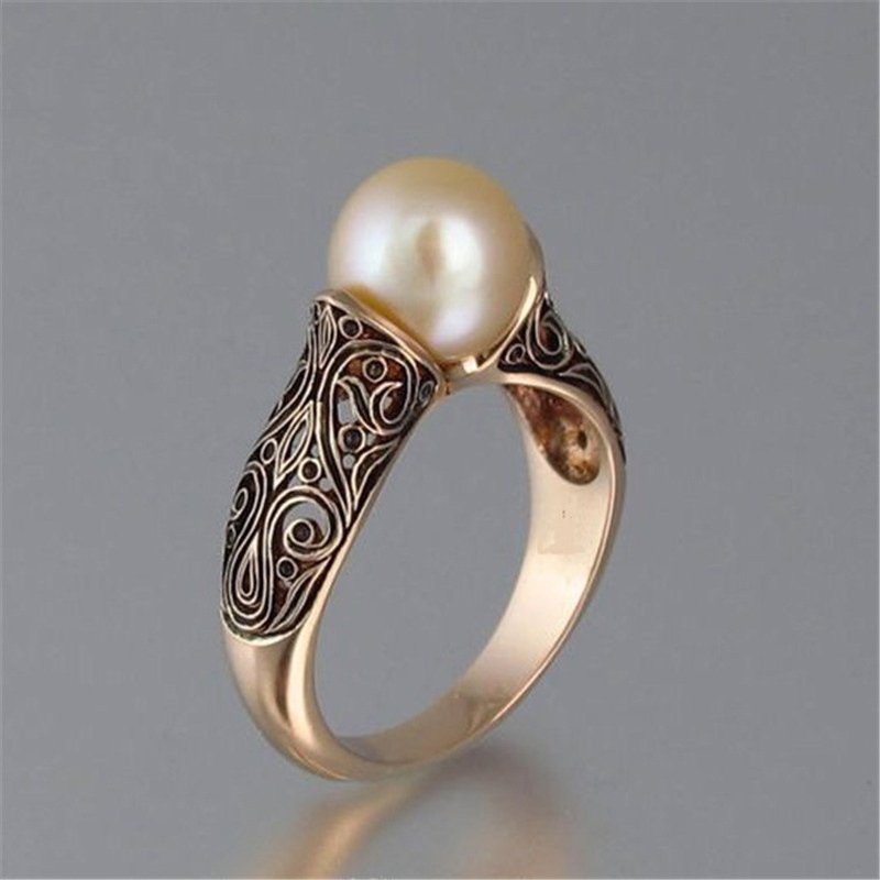Heiß Verkauf Neu Importiert künstlich ABS Perle Ring Überzogen Mit 14k Golden Retro Silber Schmuck Ring
