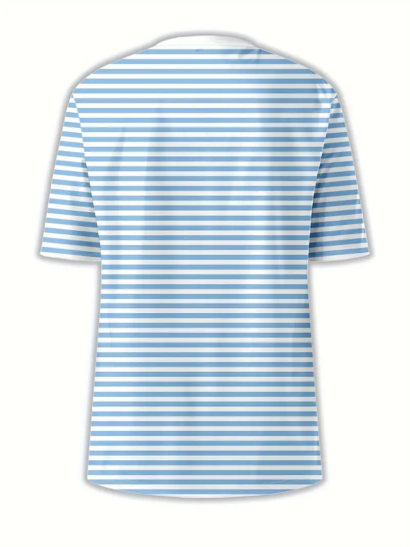 Damen Gestreift Kurzarm T-Shirts T-Shirt Rundhals Print Lässig Sommer T-Shirt mit Grafik Oberteile