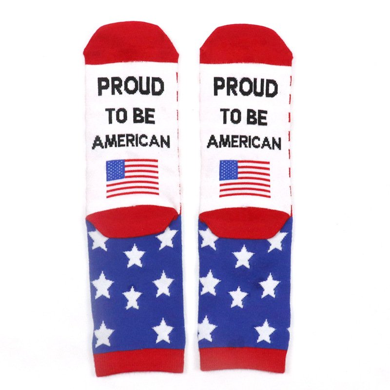 Stelle grenzüberschreitend Lang Baumwolle Socken amerikanisch Tag der Unabhängigkeit Flagge Socken Gestreift Lässig Sport Socken Buchstabe Jacquard Kreativ Socken