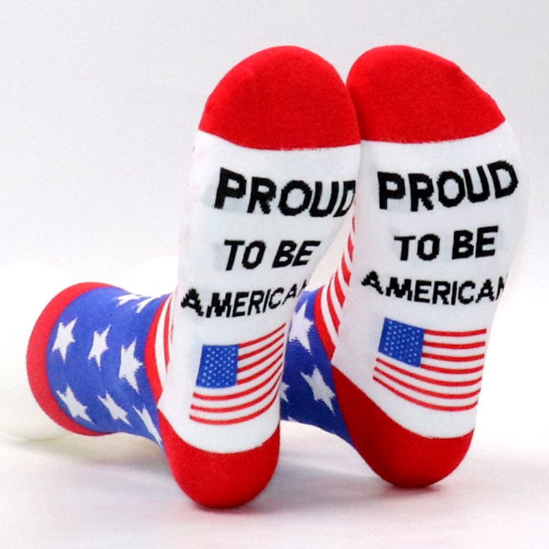 Stelle grenzüberschreitend Lang Baumwolle Socken amerikanisch Tag der Unabhängigkeit Flagge Socken Gestreift Lässig Sport Socken Buchstabe Jacquard Kreativ Socken