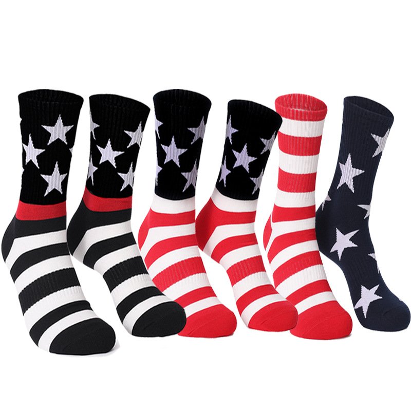 Sommer Neu amerikanisch Flagge Tag der Unabhängigkeit Urlaub Geschenk Print Baumwolle Herren und Damen Mittlerer Tube Socken