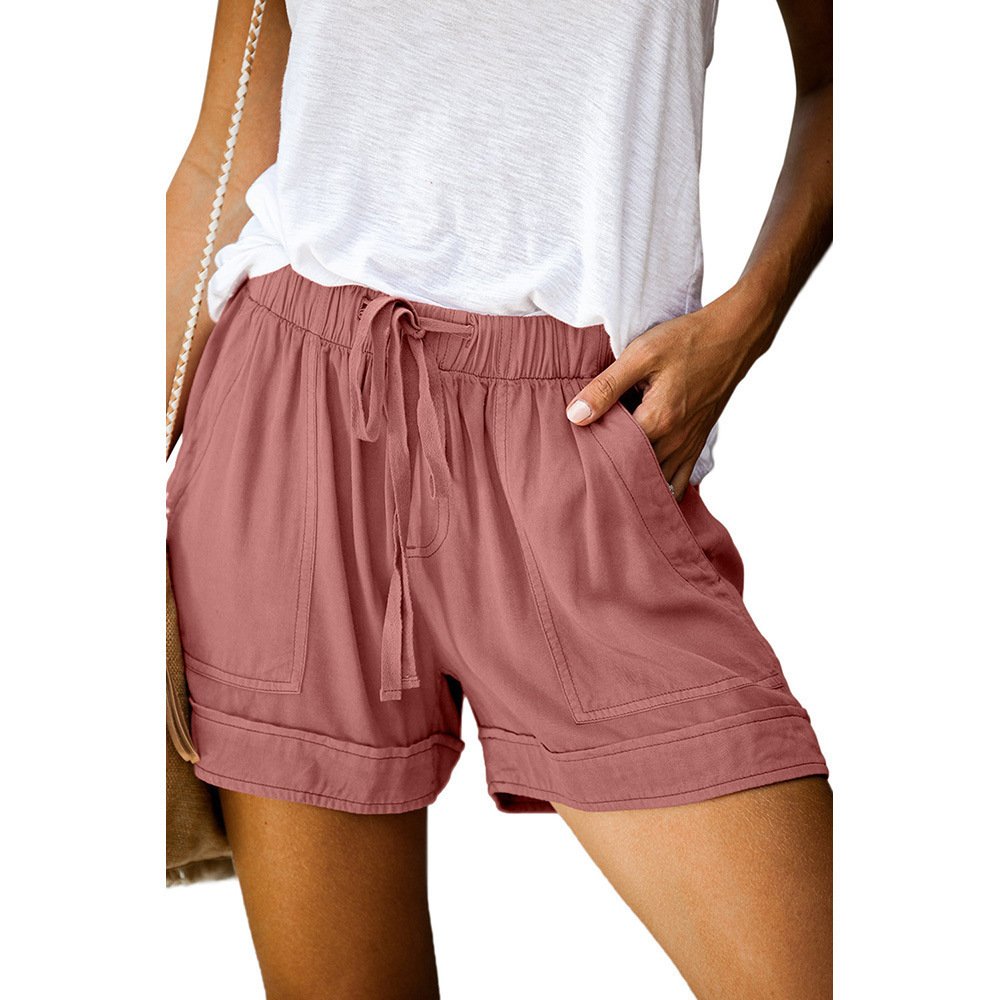 Damen Unifarben Shorts Gerade Hosen Lässig Sommer Shorts