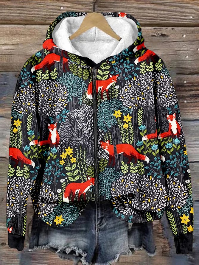 Damen 3d Drucken Frühling/Herbst Langarm Retro Täglich Kapuze