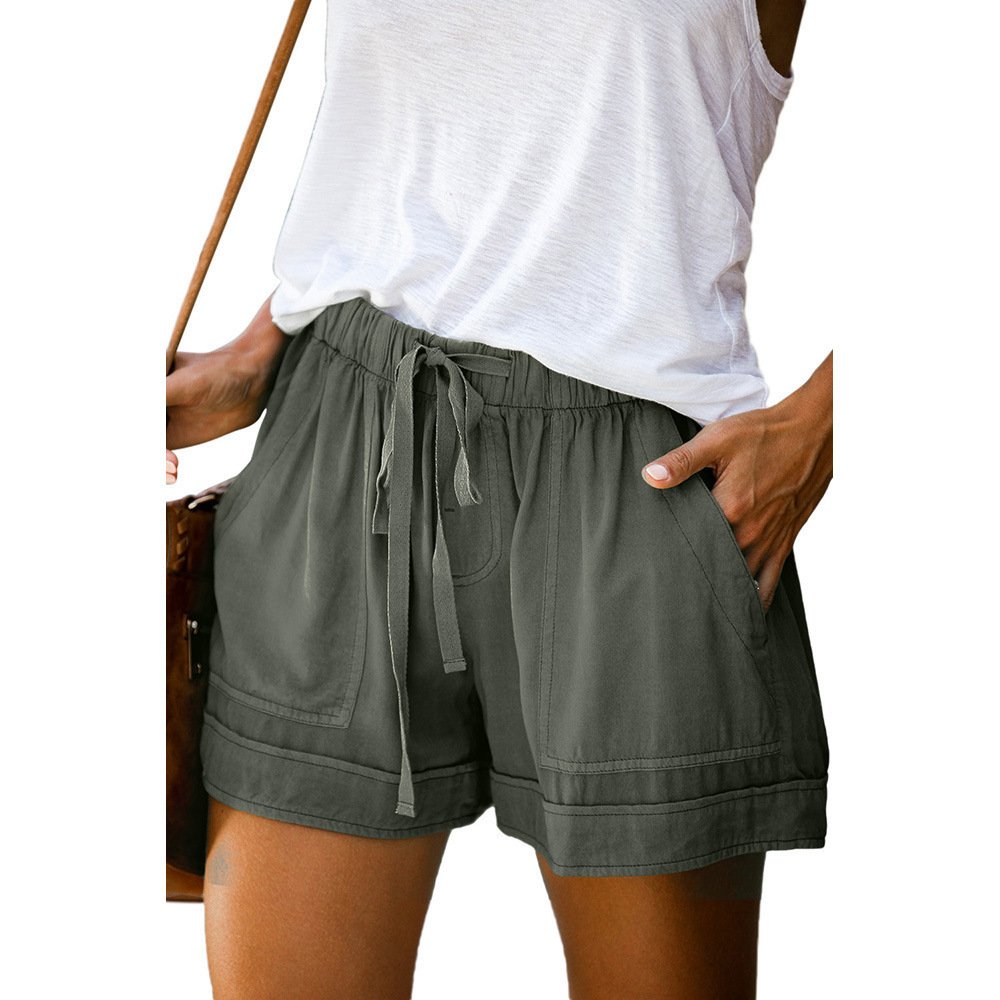 Damen Unifarben Shorts Gerade Hosen Lässig Sommer Shorts