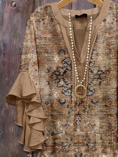 Damen Geblümt Halbarm Bluse Sommer Print V-Ausschnitt Täglich Lässig Oberteile