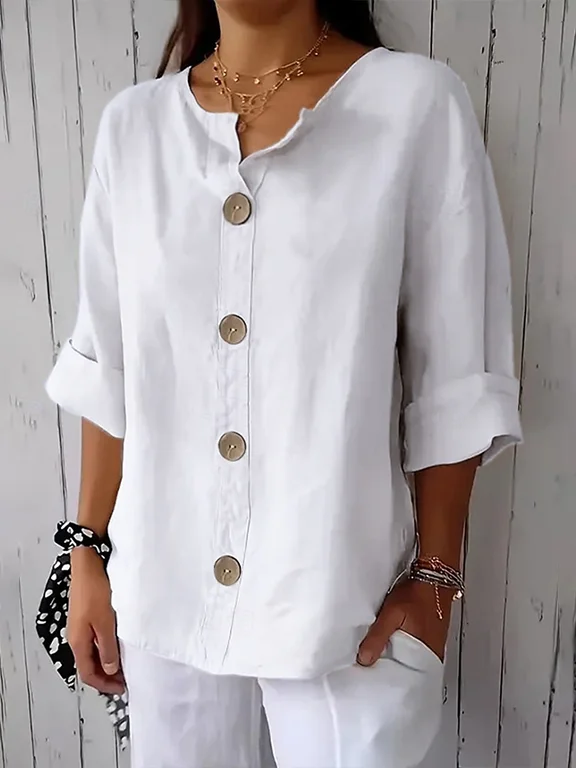 Damen Unifarben Langarm Bluse Frühling/Herbst Print Stehkragen Täglich Lässig Oberteile