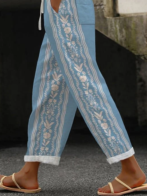 Damen Geblümt Lang Hose Lässig Frühling/Herbst Hose