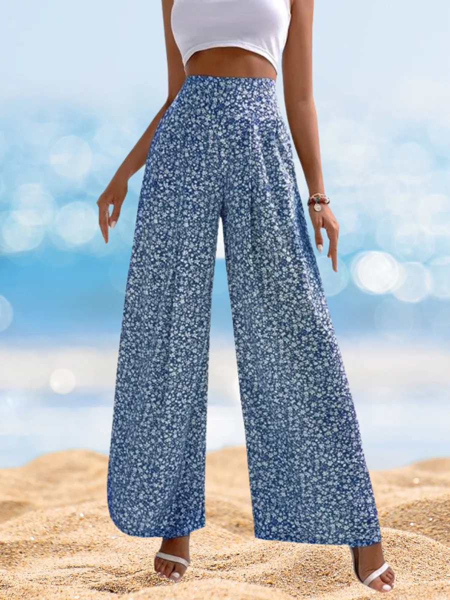 Damen Geblümt Lang Elastische Taille Hose Lässig Frühling/Herbst Hose