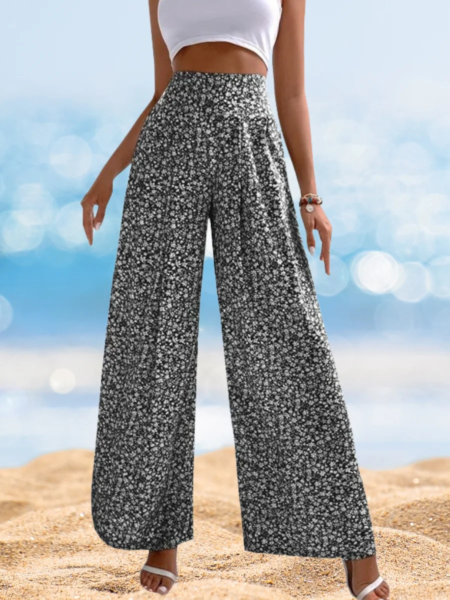 Damen Geblümt Lang Elastische Taille Hose Lässig Frühling/Herbst Hose