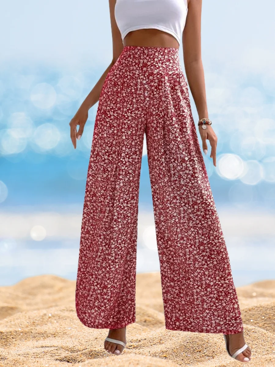 Damen Geblümt Lang Elastische Taille Hose Lässig Frühling/Herbst Hose