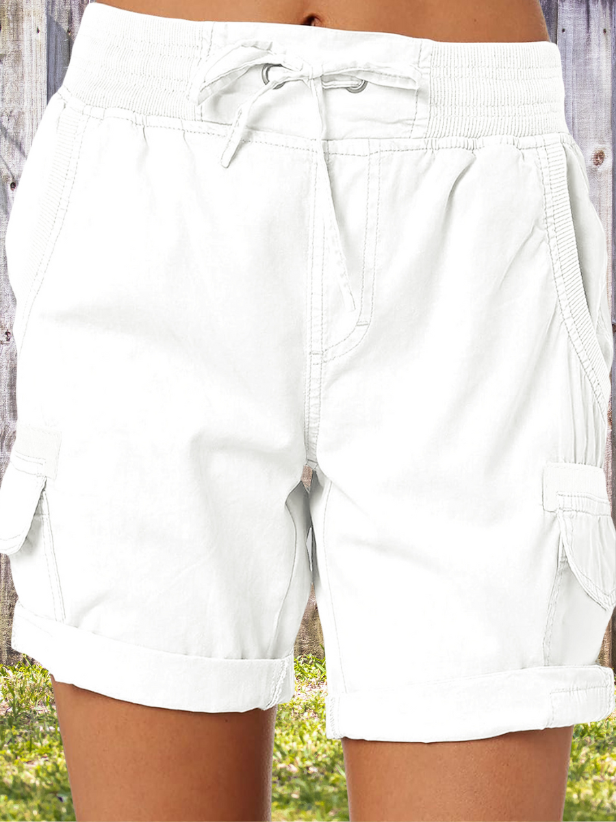 Damen Unifarben Fünfte Hose Gerade Hosen Lässig Sommer Shorts