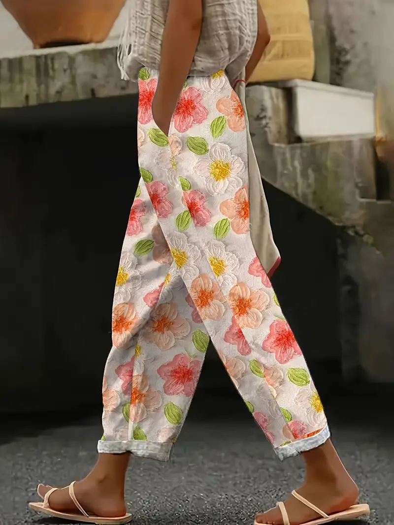 Damen Geblümt Lang Hose Lässig Frühling/Herbst Hose