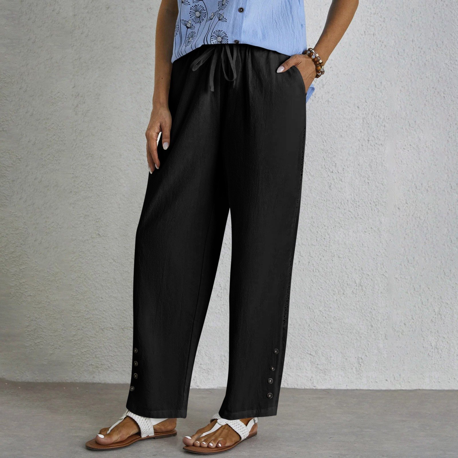 Damen Unifarben Lang Elastische Taille Hose Lässig Frühling/Herbst Hose