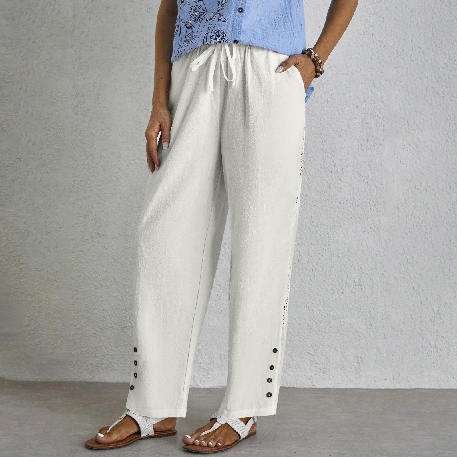 Damen Unifarben Lang Elastische Taille Hose Lässig Frühling/Herbst Hose