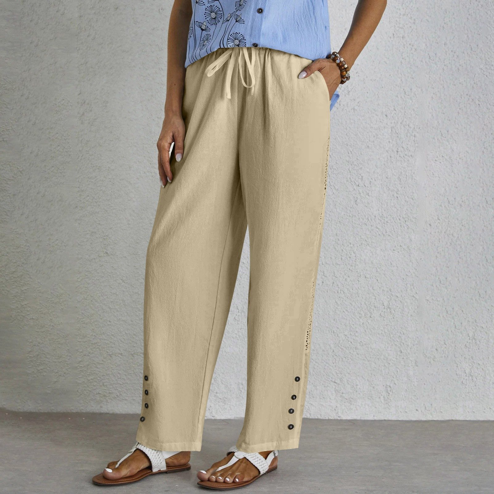 Damen Unifarben Lang Elastische Taille Hose Lässig Frühling/Herbst Hose