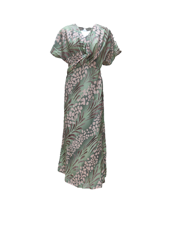 Damen Farbblock Kurzarm Sommer Print Kleid V-Ausschnitt Täglich Lässig Maxikleid Hüftrock A-Linien-Kleid