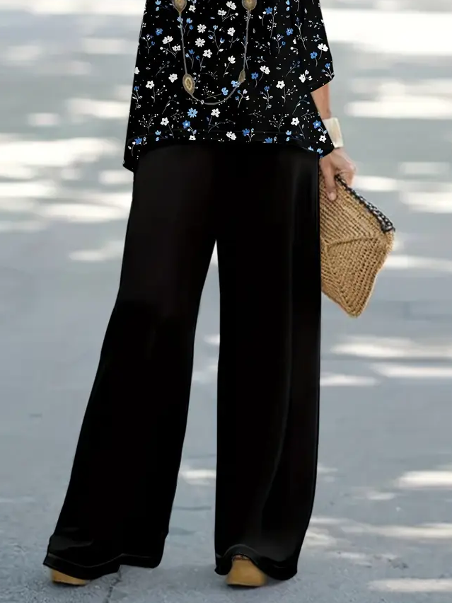 Damen Geblümt Print Zweiteiliges Set Täglich Langarm Lässig Frühling/Herbst Bluse mit Hose Matching Set