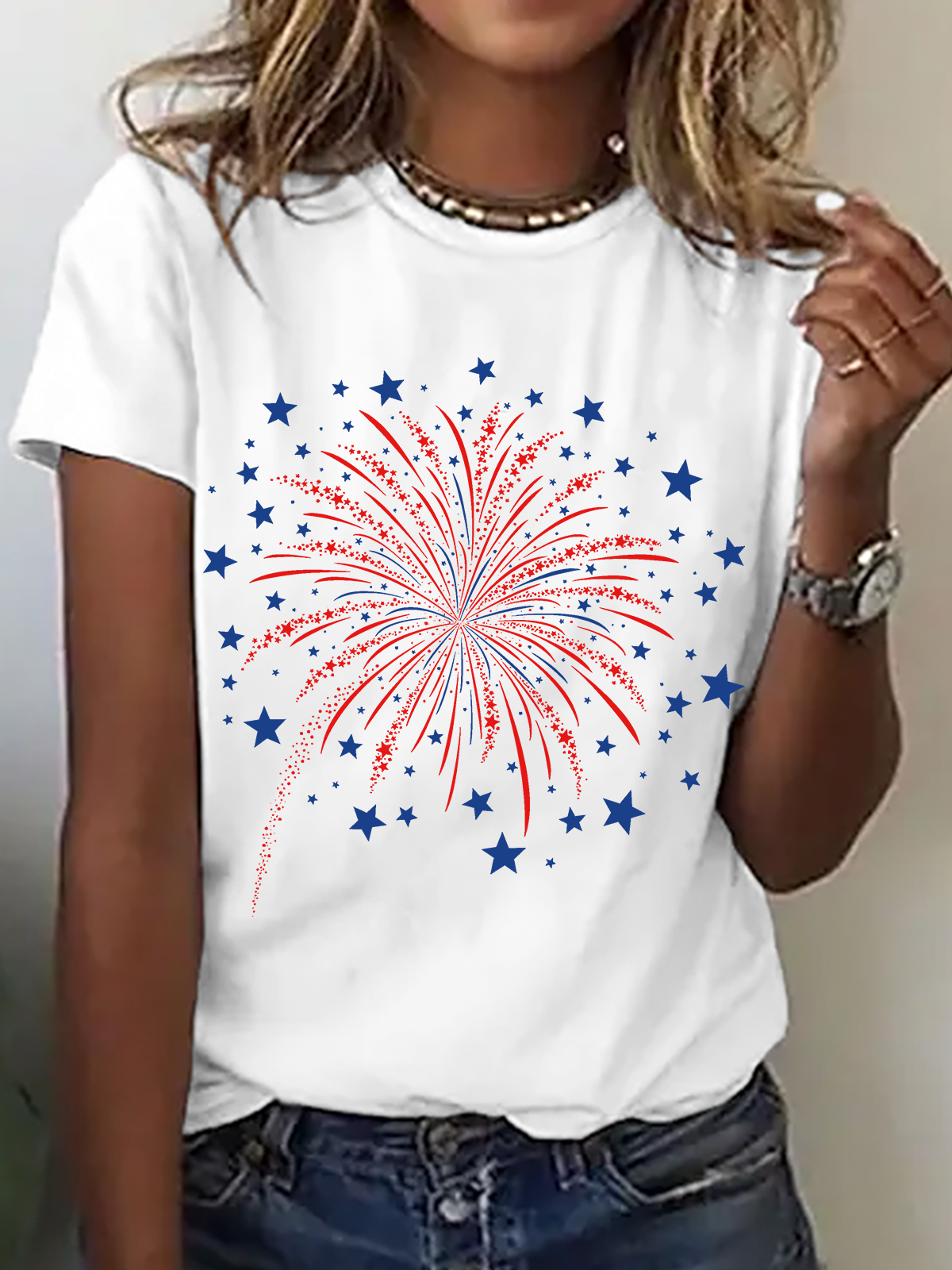 Damen Flagge Kurzarm T-Shirts T-Shirt Rundhals Lässig Sommer Oberteile