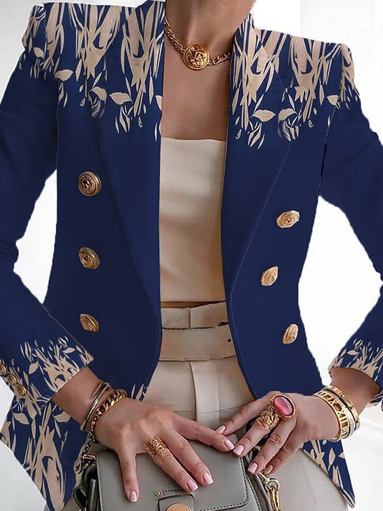 Damen Geblümt Frühling/Herbst Oberbekleidung Retro Print Langarm Regelmäßig Blazer
