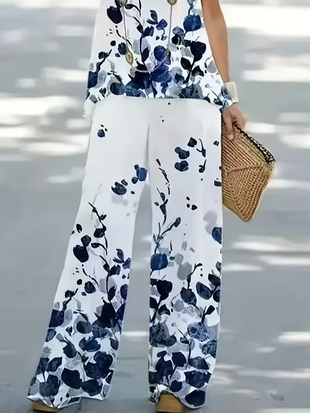 Damen Geblümt Print Zweiteiliges Set Täglich Ärmellos Lässig Sommer Mehrteiliges Set Matching Set