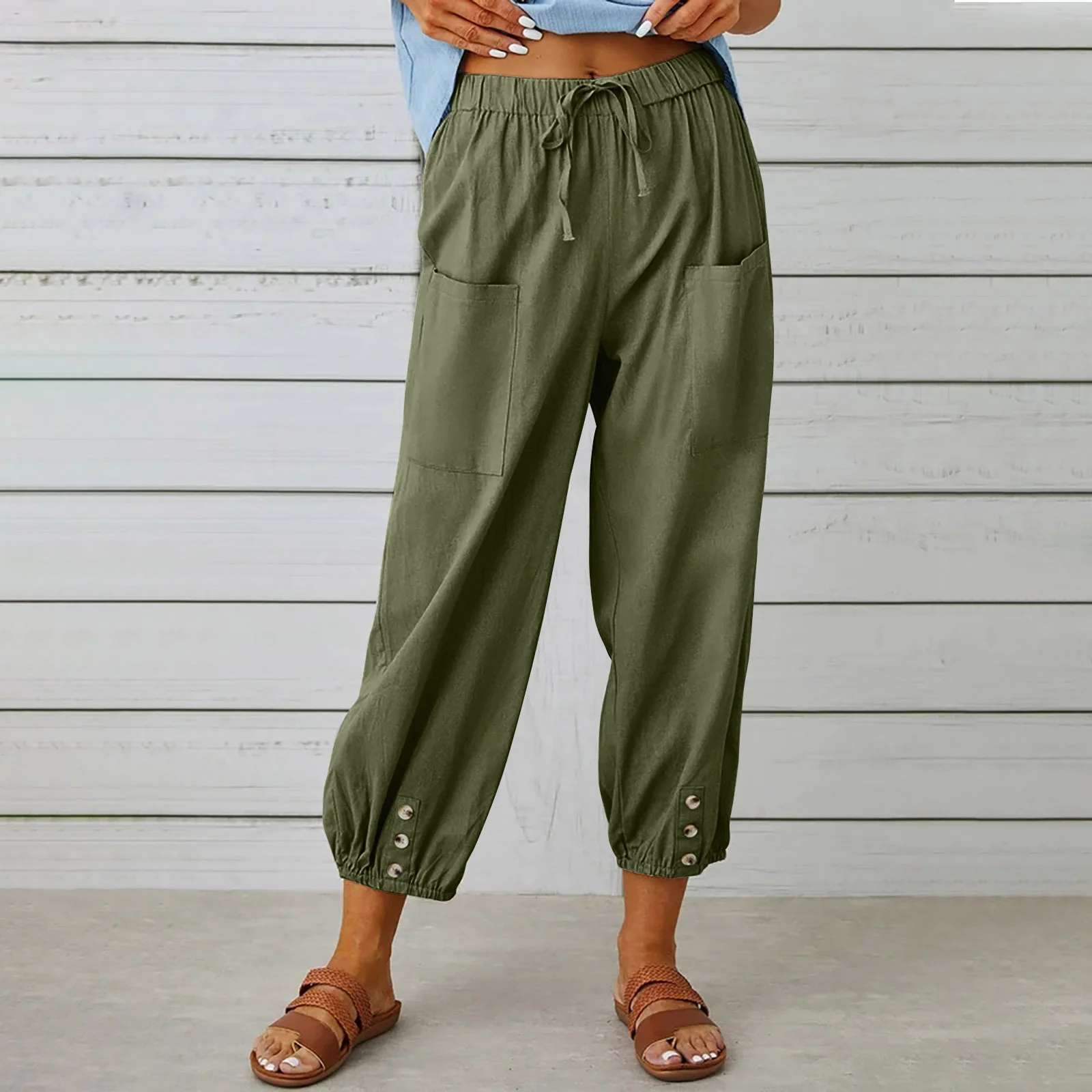 Damen Unifarben Knöchelhose Elastische Taille Hose Lässig Frühling/Herbst Hose