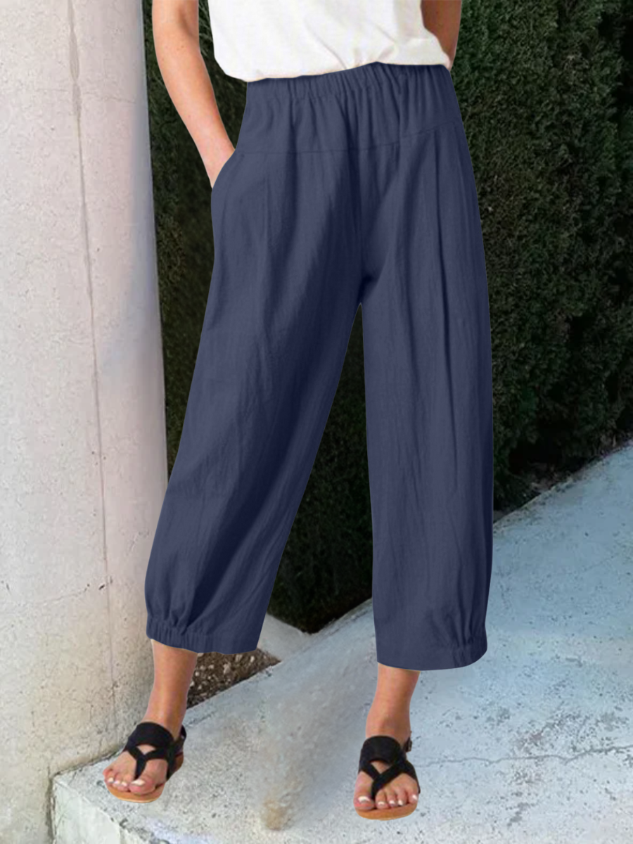 Damen Unifarben Knöchelhose Elastische Taille Hose Lässig Frühling/Herbst Hose