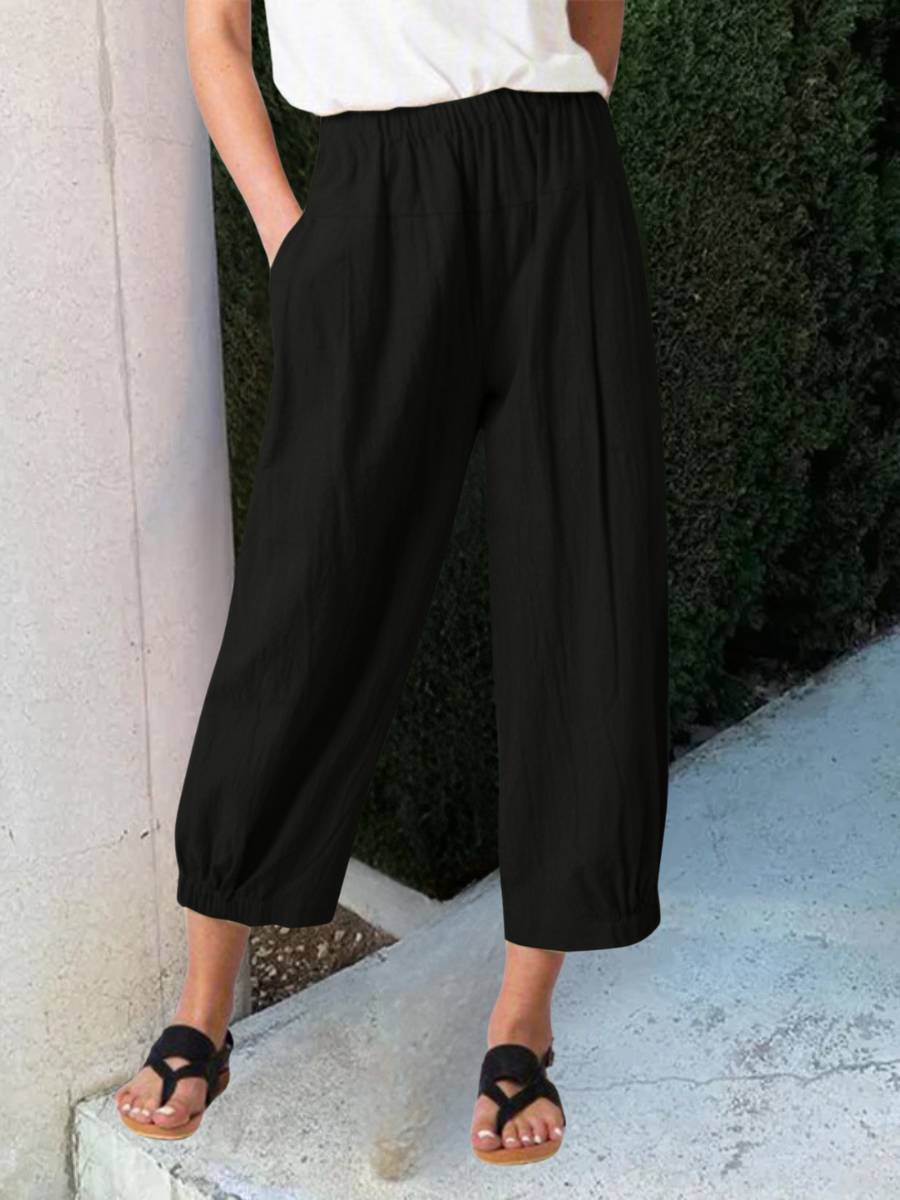 Damen Unifarben Knöchelhose Elastische Taille Hose Lässig Frühling/Herbst Hose