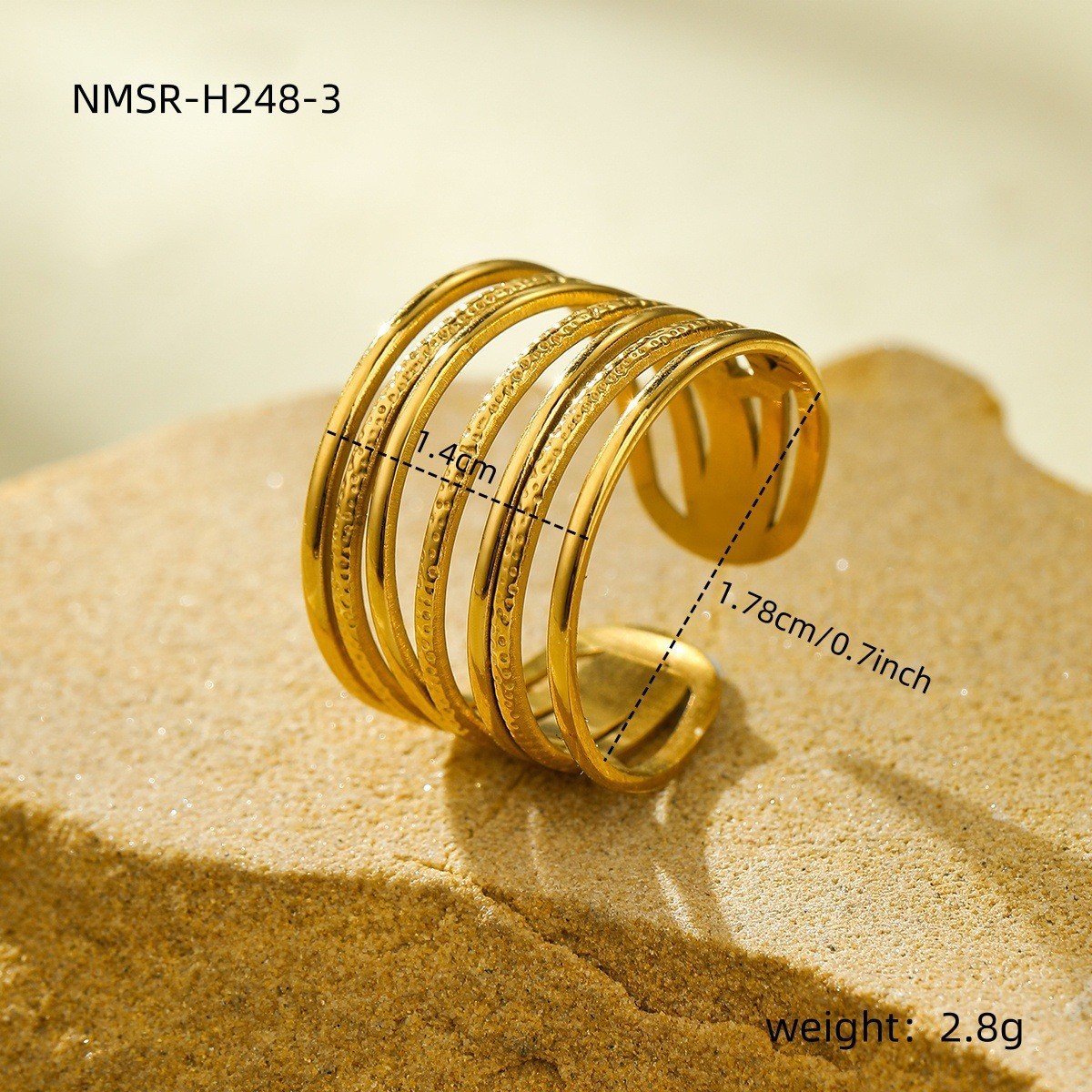 europäisch und amerikanisch ins kalt Stil 18k Golden Geometrisch Irregulär Titan Stahl Ring tut Nicht verblassen All-Match hochgradige Öffnen Edelstahl Galvanisiert Ring