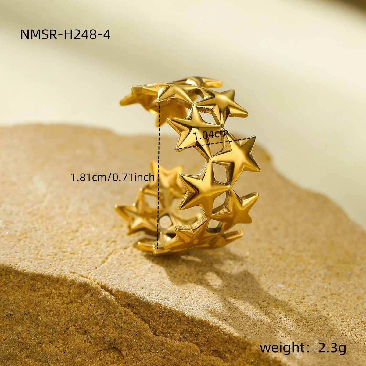 europäisch und amerikanisch ins kalt Stil 18k Golden Geometrisch Irregulär Titan Stahl Ring tut Nicht verblassen All-Match hochgradige Öffnen Edelstahl Galvanisiert Ring