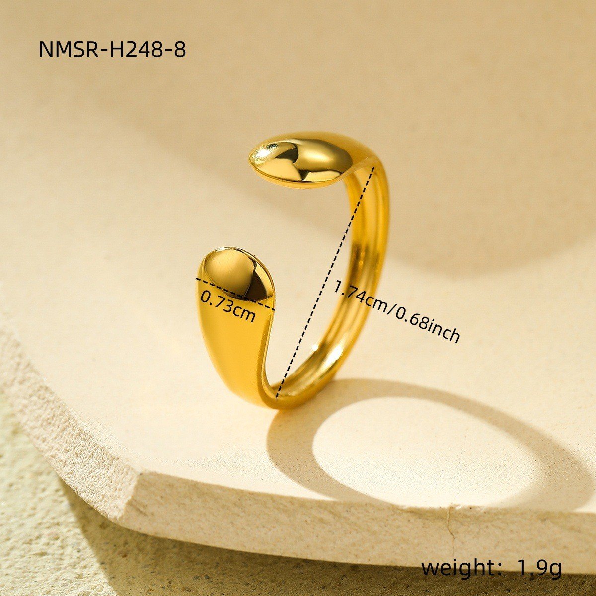 europäisch und amerikanisch ins kalt Stil 18k Golden Geometrisch Irregulär Titan Stahl Ring tut Nicht verblassen All-Match hochgradige Öffnen Edelstahl Galvanisiert Ring
