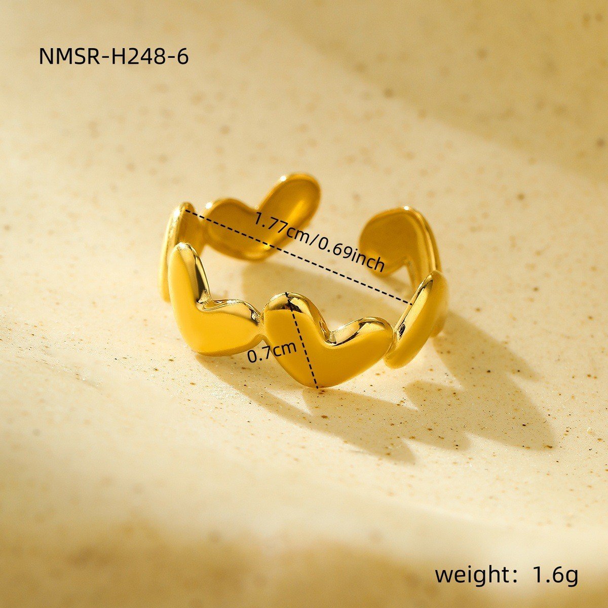 europäisch und amerikanisch ins kalt Stil 18k Golden Geometrisch Irregulär Titan Stahl Ring tut Nicht verblassen All-Match hochgradige Öffnen Edelstahl Galvanisiert Ring