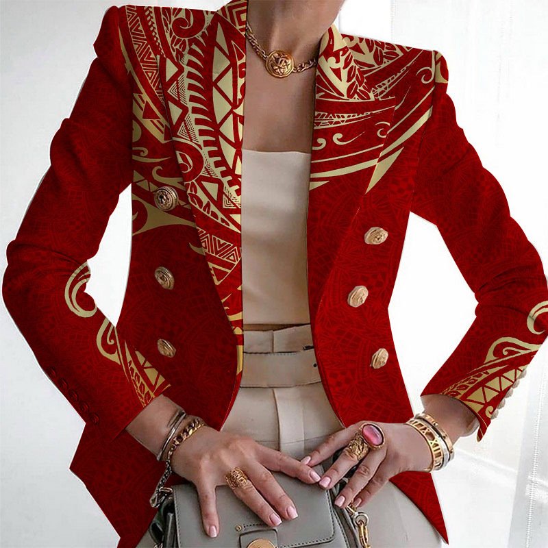 Damen Geometrisch Frühling/Herbst Oberbekleidung Retro Print Langarm Regelmäßig Blazer