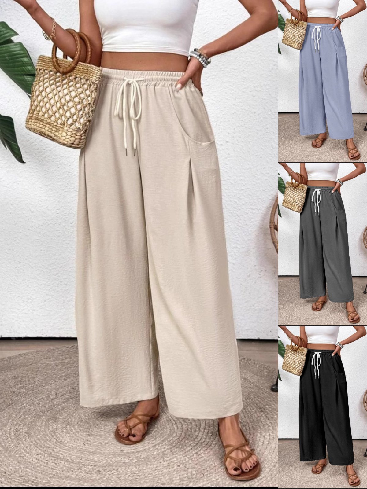 Damen Unifarben Lang Elastische Taille Hose Lässig Frühling/Herbst Hose