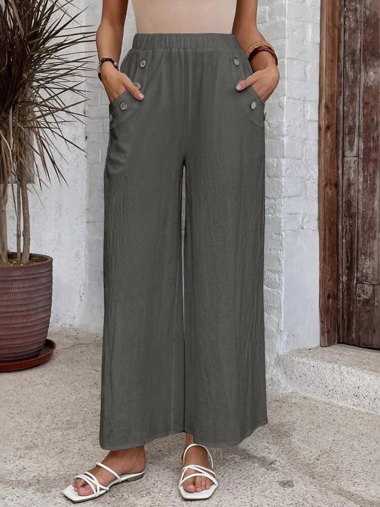 Damen Unifarben Lang Elastische Taille Hose Lässig Frühling/Herbst Hose