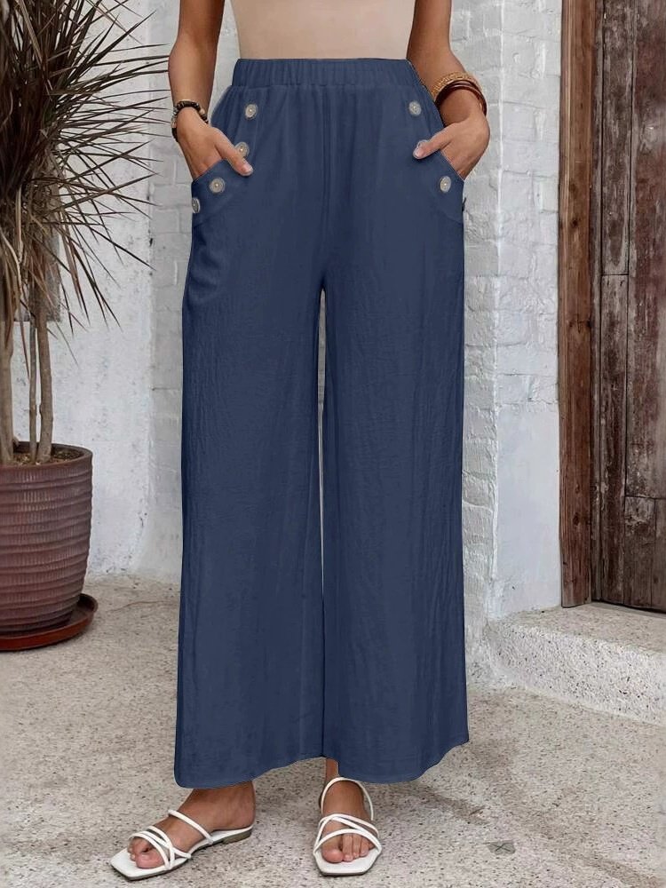 Damen Unifarben Lang Elastische Taille Hose Lässig Frühling/Herbst Hose