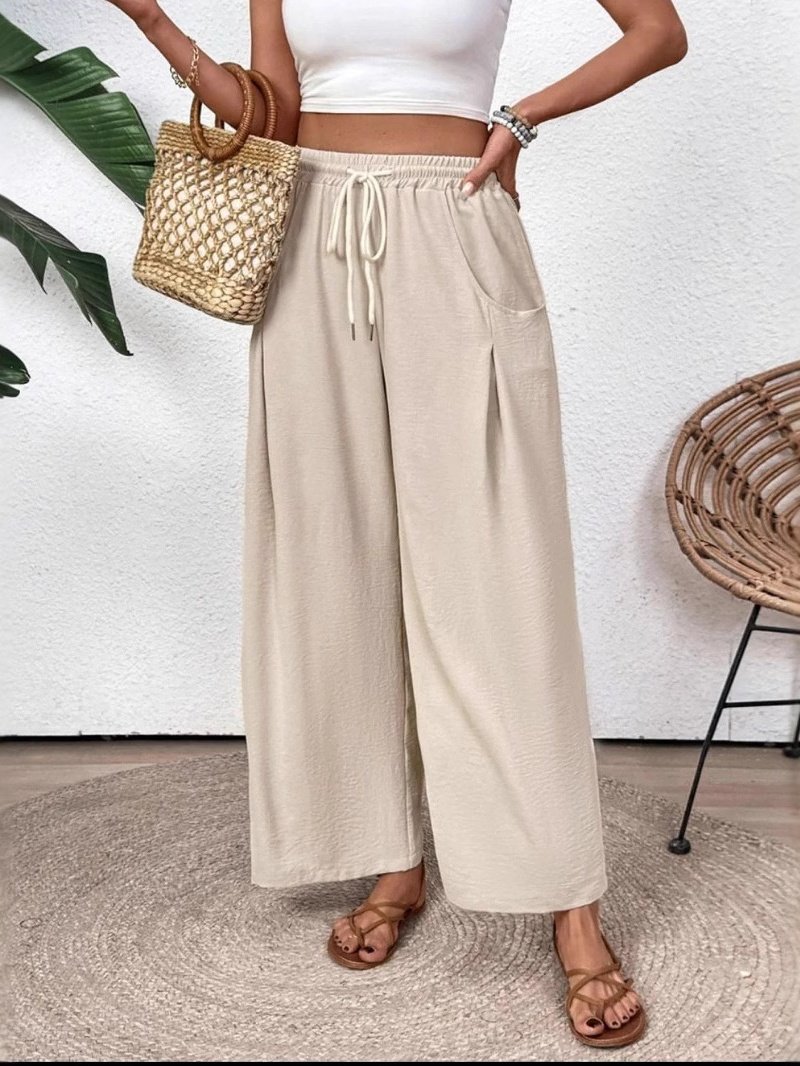 Damen Unifarben Lang Elastische Taille Hose Lässig Frühling/Herbst Hose