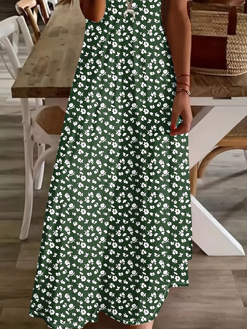 Damen Geblümt Kurzarm Sommer Print Kleid V-Ausschnitt Täglich Lässig Maxikleid X-Linie Kleid