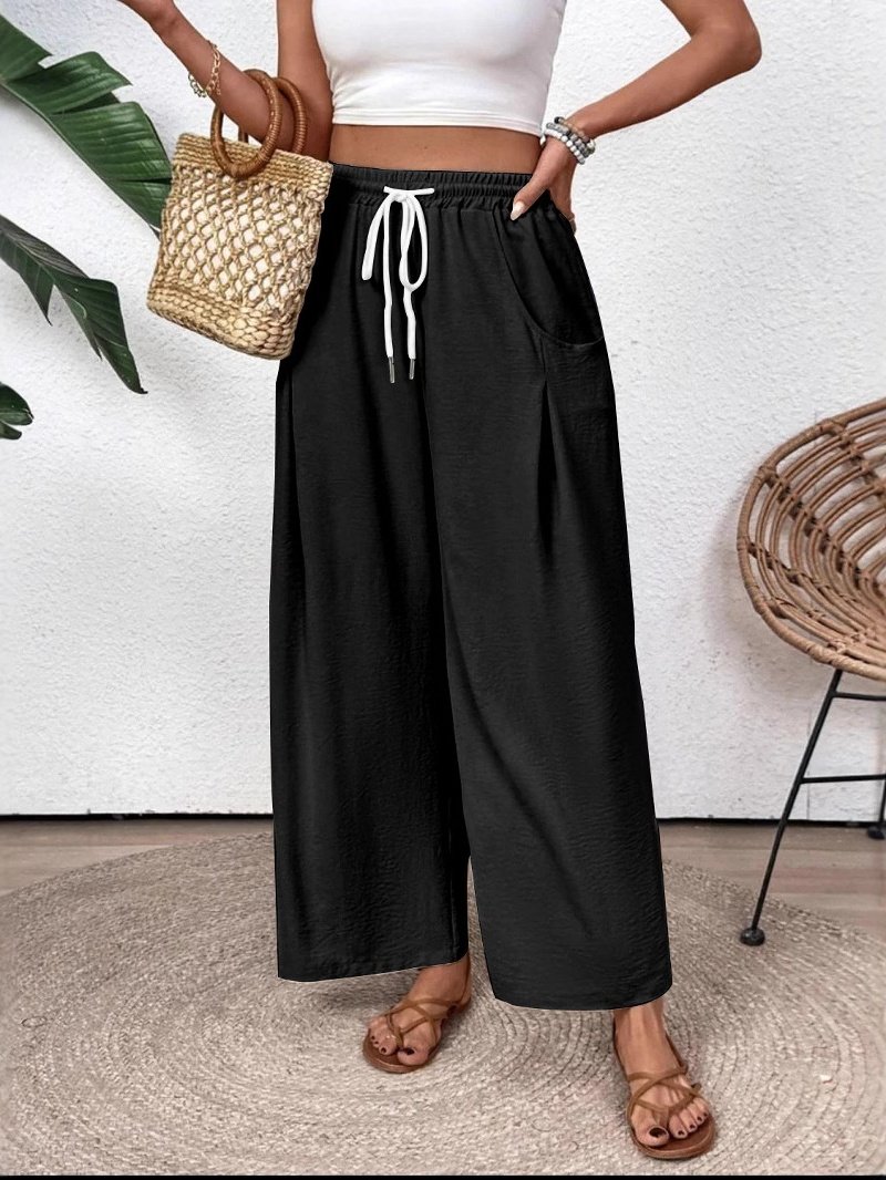 Damen Unifarben Lang Elastische Taille Hose Lässig Frühling/Herbst Hose