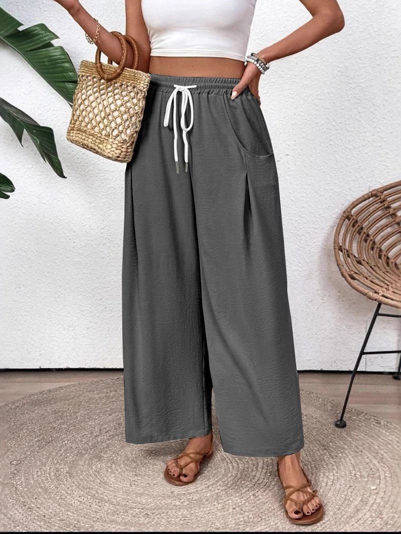 Damen Unifarben Lang Elastische Taille Hose Lässig Frühling/Herbst Hose