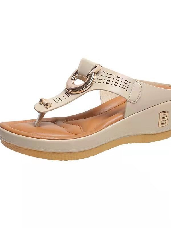 Sommer Farbblock PU Westlicher Stil Rutschfest