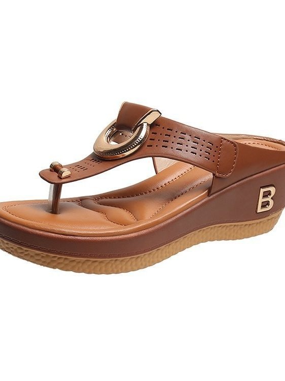 Sommer Farbblock PU Westlicher Stil Rutschfest