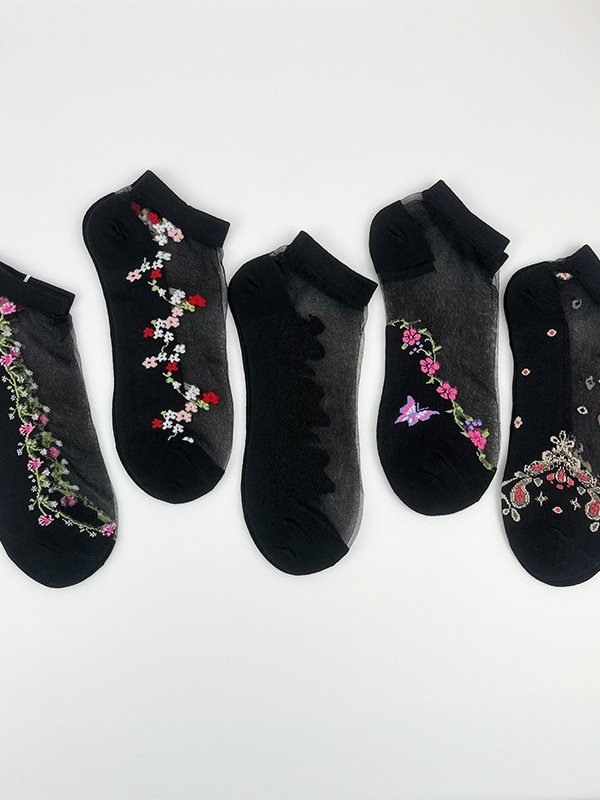 Heiß Verkauf Damen Kurz Tube Kristall Strümpfe Frühling und Sommer Dünn Bestickt Glas Seide Damen Strümpfe Im mittleren Alter und Alten Rutschfest Socken