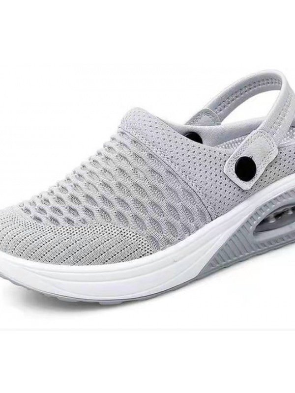 Hälfte-Beleg Atmungsaktiv und Leicht Hinteren-Spitze Gummiband Xiaofei Gewebe Schuhspitze Unifarben Damen Sport Stil Zwei-Weg Pantolette