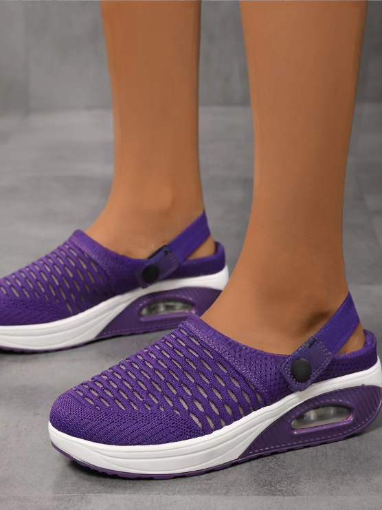 Hälfte-Beleg Atmungsaktiv und Leicht Hinteren-Spitze Gummiband Xiaofei Gewebe Schuhspitze Unifarben Damen Sport Stil Zwei-Weg Pantolette