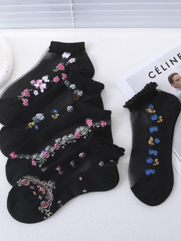 Heiß Verkauf Damen Kurz Tube Kristall Strümpfe Frühling und Sommer Dünn Bestickt Glas Seide Damen Strümpfe Im mittleren Alter und Alten Rutschfest Socken