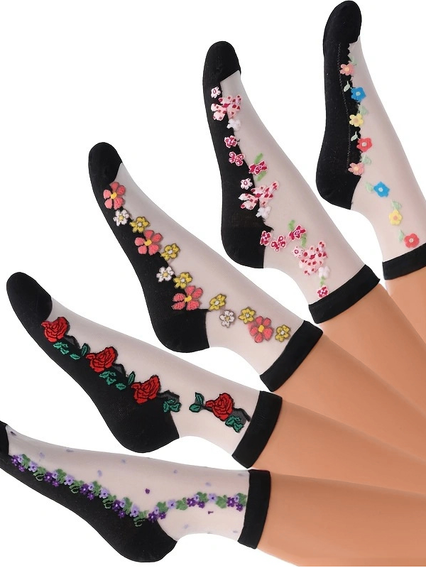 Heiß Verkauf Damen Mittel Tube Kristall Strümpfe Frühling und Sommer Dünn Bestickt Glas Seide Damen Strümpfe Im mittleren Alter und Alten Rutschfest Socken